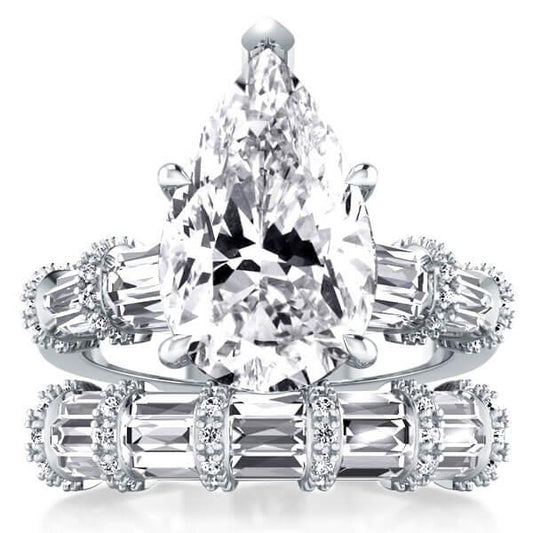 Solitaire Ribbon Design Pear Bridal Set (9.00 CT. TW.)