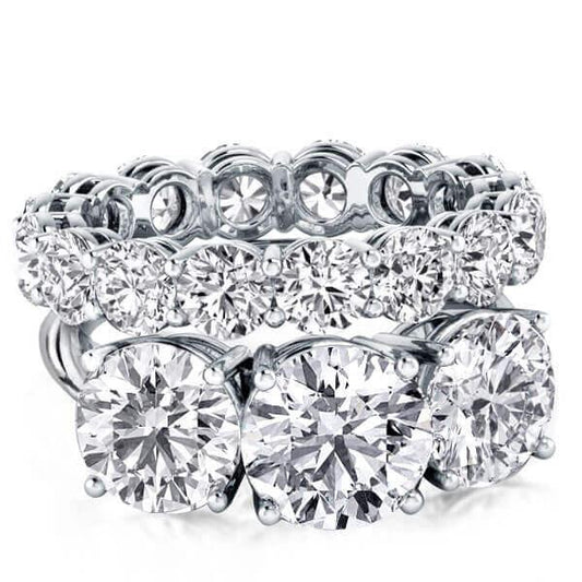 Italo Three Stone Engagement Rings Sets In 925 Sterling Silver
