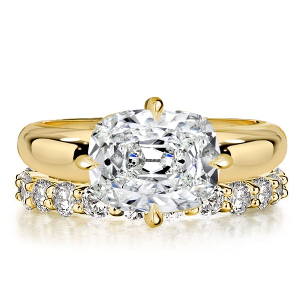 Italo East-west Elongated Cushion Cut Engagement Rings Sets
