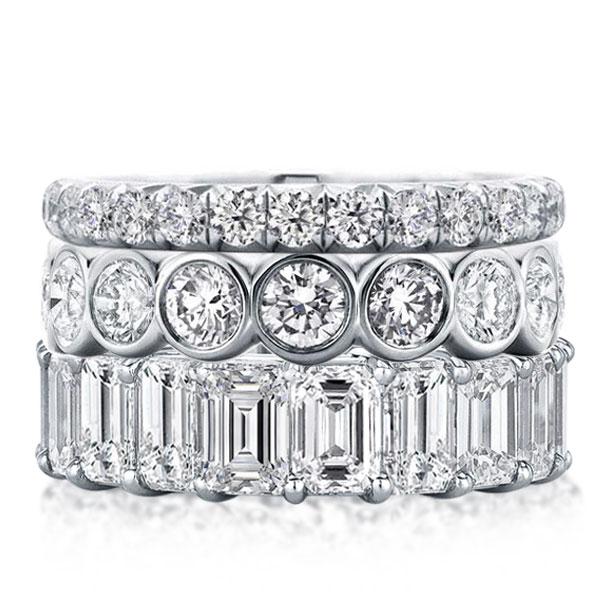Italo Eternity Wedding Band For Women Silver Stackable Ring Set