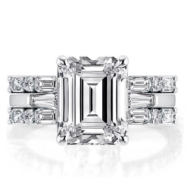 Italo Classic Solitaire Created White Sapphire 3PC Wedding Set