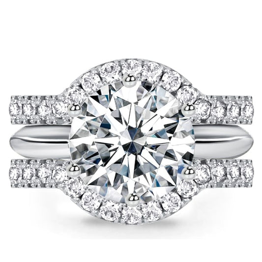 Classic Solitaire Created White Sapphire 3PC Wedding Set