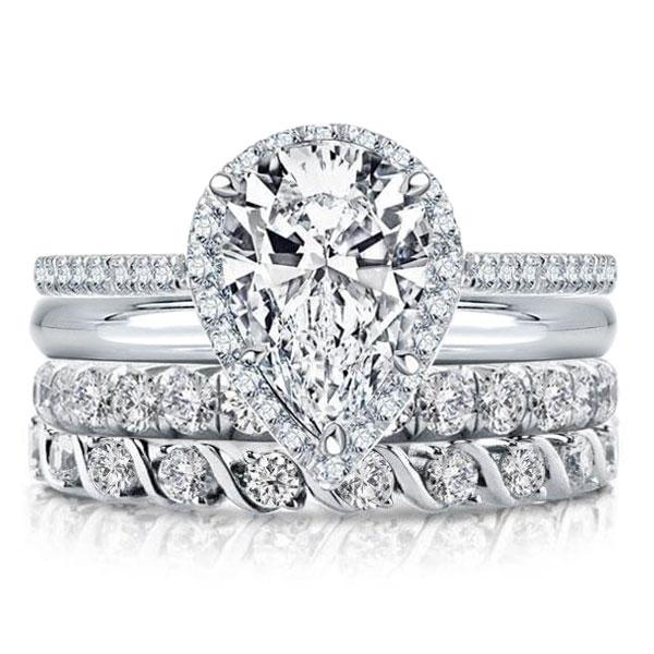 Halo Pear Created White Sapphire Bridal Set