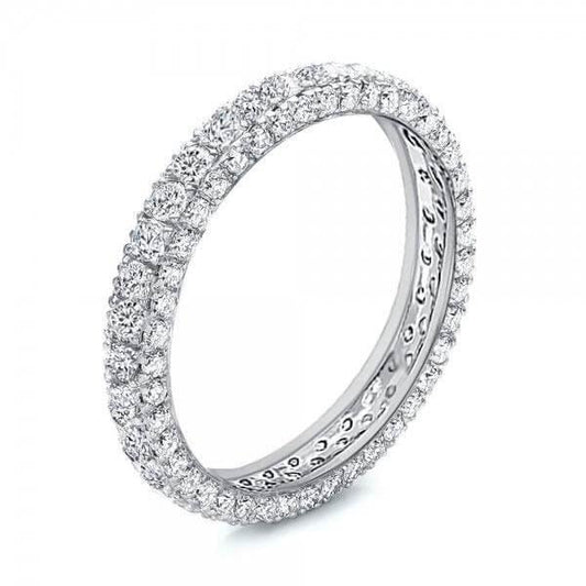 Italo Micro Pave Eternity Wedding Band For Women Silver Band