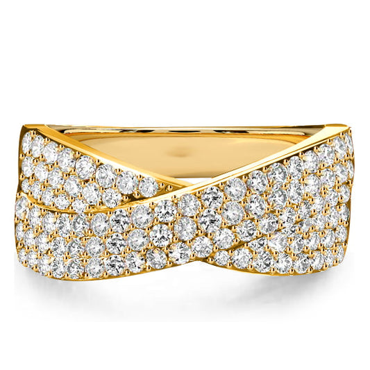Italo Micro Pave Setting Crossover Ring Criss-Cross Wedding Band