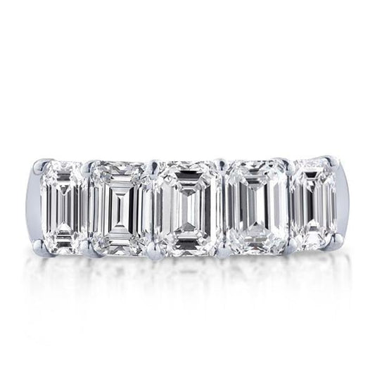 Italo Half Eternity Emerald Created White Sapphire Wedding Band
