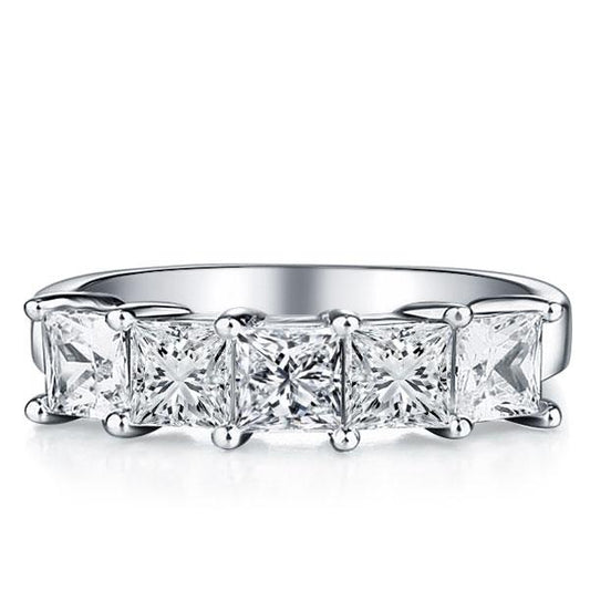 Italo Five Stone Half Eternity Created White Sapphire Wedding Band