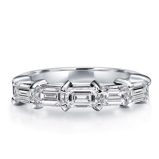 Italo Five Stone Emerald Half Eternity Created White Sapphire Wedding Band