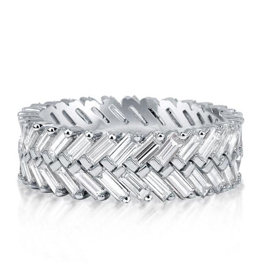 Double Row Baguette Eternity Wedding Band