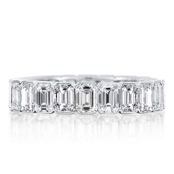 Italo Emerald Cut Eternity Wedding Band For Women Silver Ring