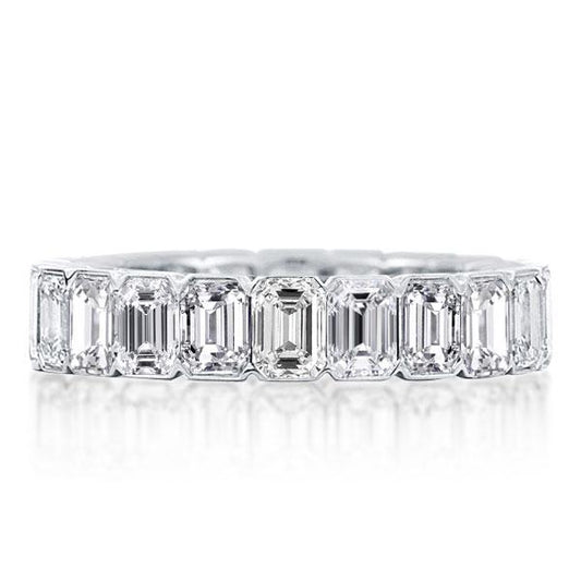 Italo Emerald Cut Eternity Wedding Band For Women Silver Ring