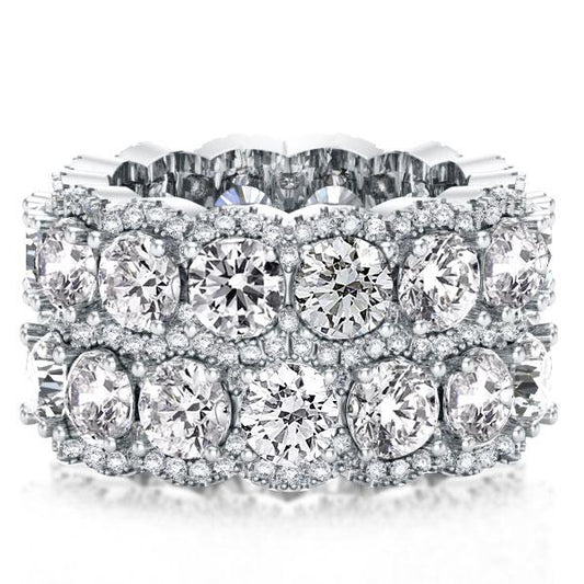 Italo Double Row Halo Created White Sapphire Wedding Band