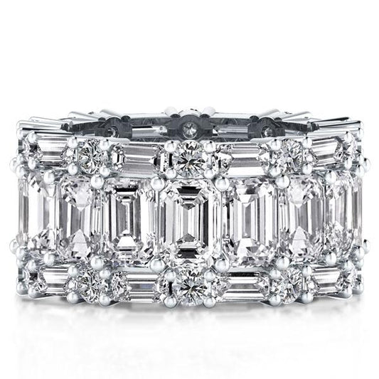 Italo Baguette Eternity Wedding Band Triple Row Anniversary Ring