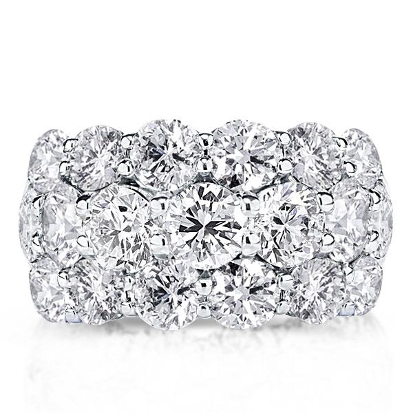 Triple Row Eternity Round Wedding Band