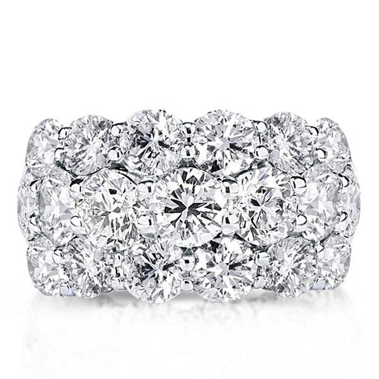 Triple Row Eternity Round Wedding Band