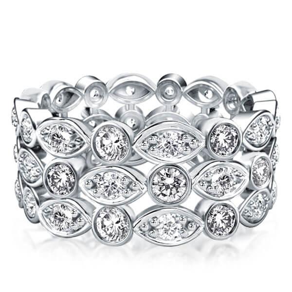 Italo Bezel Setting Multi Row Eternity Wedding Band For Women