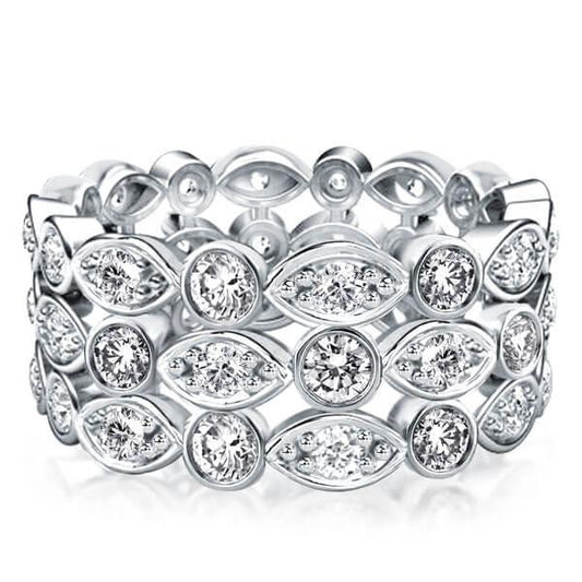 Italo Bezel Setting Multi Row Eternity Wedding Band For Women
