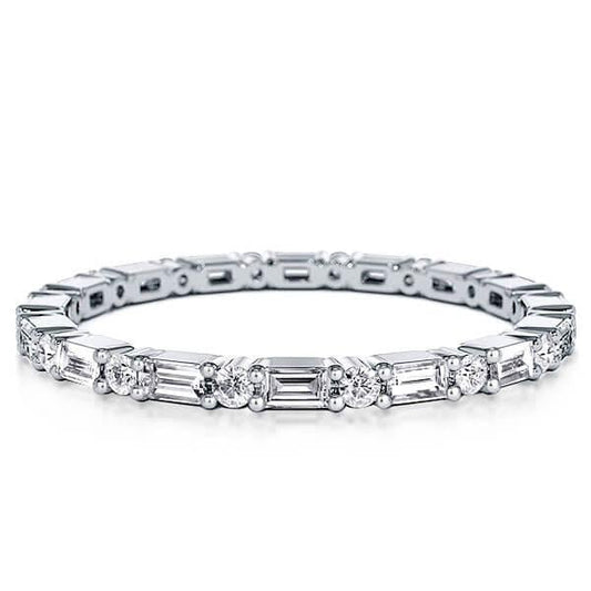 Dainty Baguette Eternity Wedding Band In Sterling Silver