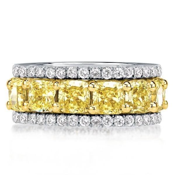 Eternity Multi Row Yellow Topaz Cushion Cut Wedding Band