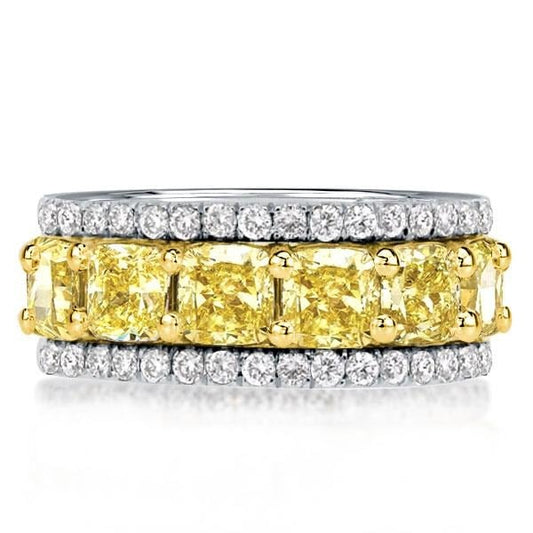Eternity Multi Row Yellow Topaz Cushion Cut Wedding Band