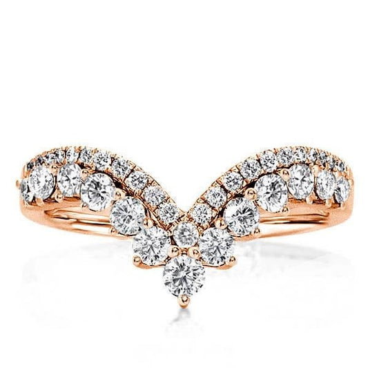 Italo Rose Gold Ring Chevron Wedding Band For Women