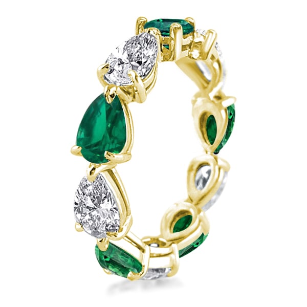 Golden Pear Cut Eternity Wedding Band