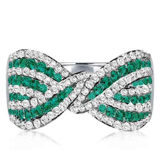 White & Green Bowknot Design Wedding Band