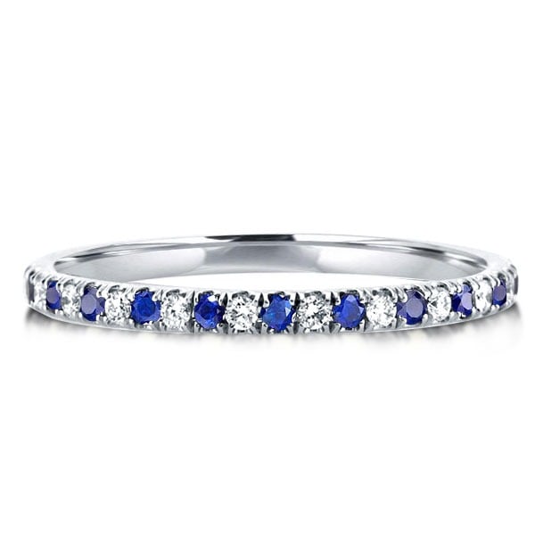 Italo Round Cut Bule & White Wedding Band For Women