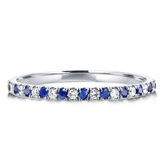 Italo Round Cut Bule & White Wedding Band For Women
