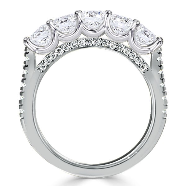 Italo Five Stone Half Eternity Band Wedding Band For Women