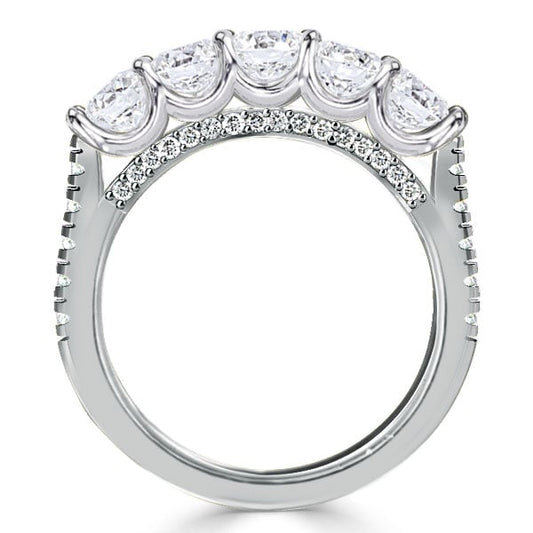 Italo Five Stone Half Eternity Band Wedding Band For Women