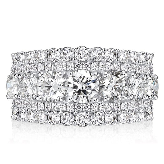 Italo Multi Row Half Eternity Wedding Band Anniversary Ring