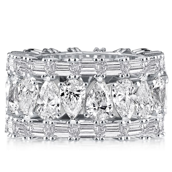 Multi Row Pear Cut White Sapphire Eternity Wedding Band