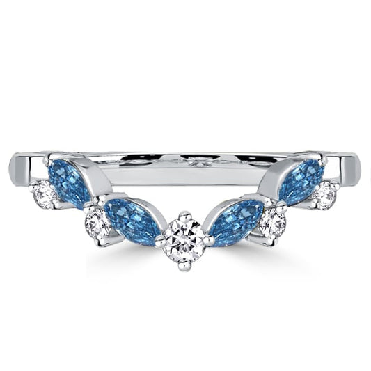 Italo Round & Marquise Cut Blue Sapphire Wedding Band
