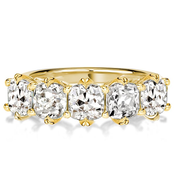 Five Stone Cushion Cut Wedding Band For Women