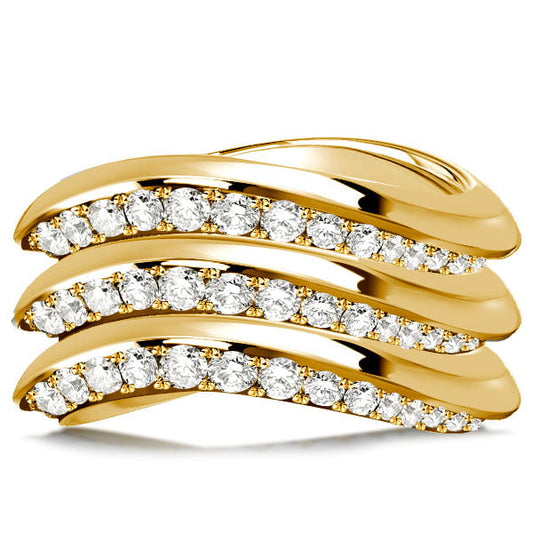 Italo Multi Row Wave Band Ring White Sapphire Wavy Wedding Band