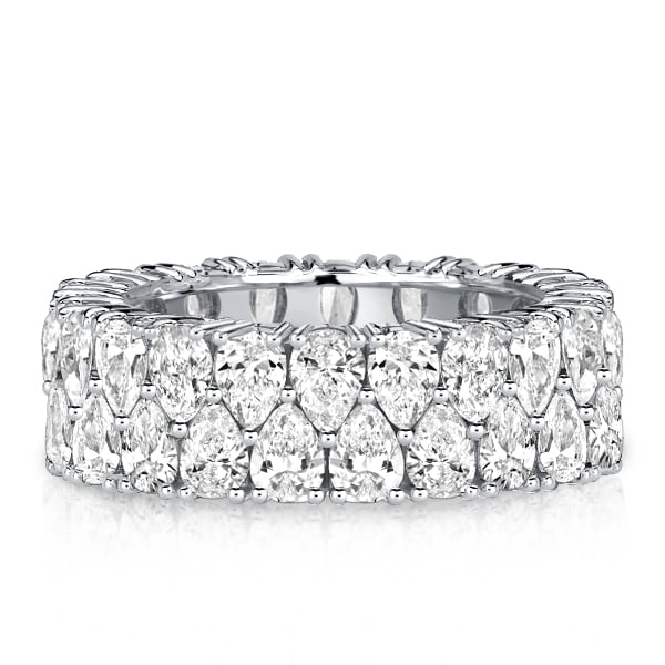 Italo Double Row Pear Cut Eternity Wedding Band For Women