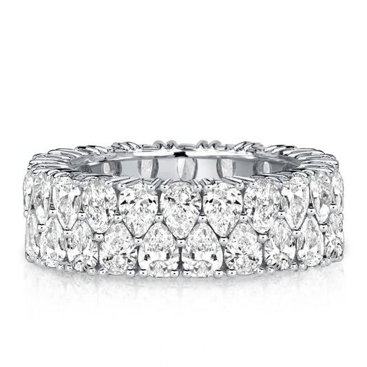 Italo Double Row Pear Cut Eternity Wedding Band For Women