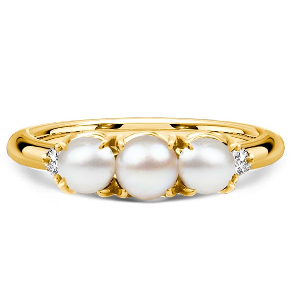 Italo Golden Pearl Ring Round Cut Anniversary Band For Women