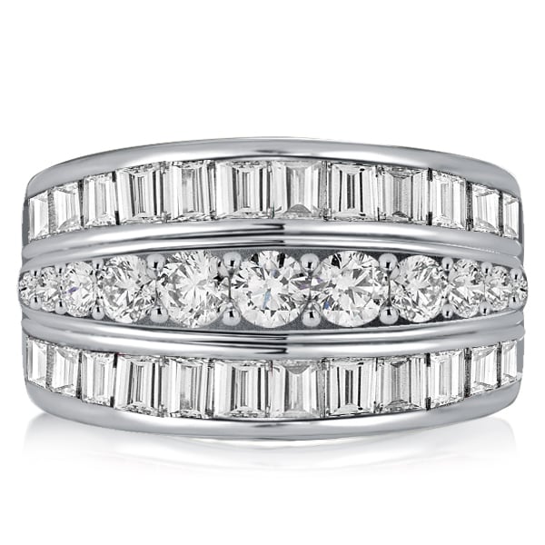 Italo Triple Row White Sapphire Wedding Band Anniversary Band