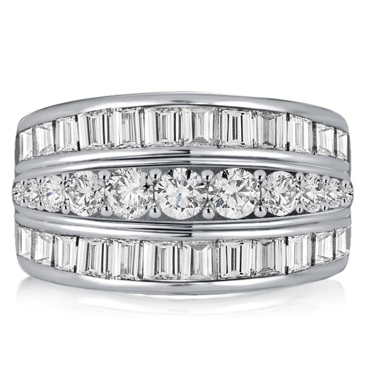 Italo Triple Row White Sapphire Wedding Band Anniversary Band