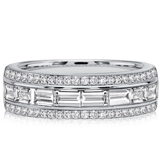 Italo Channel Set Emerald Cut Half Eternity Wedding Band