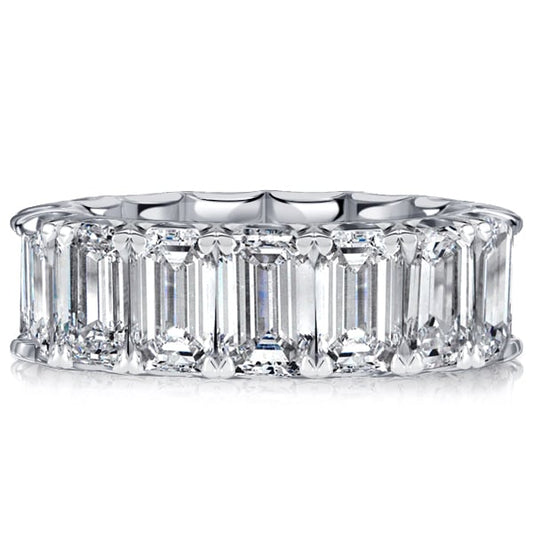 Italo U-prong Emerald Cut Eternity Wedding Band For Women