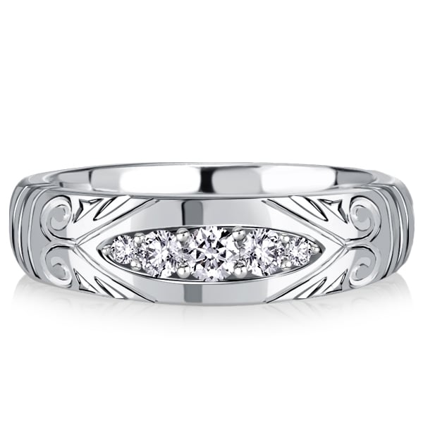 Italo White Sapphire Filigree Vintage Wedding Band Anniversary Rings