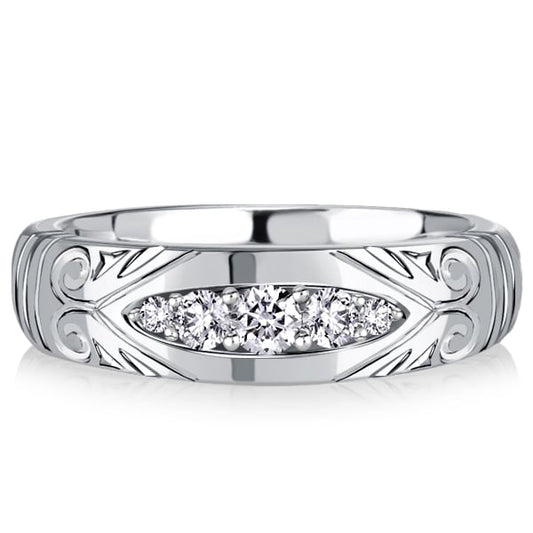 Italo White Sapphire Filigree Vintage Wedding Band Anniversary Rings