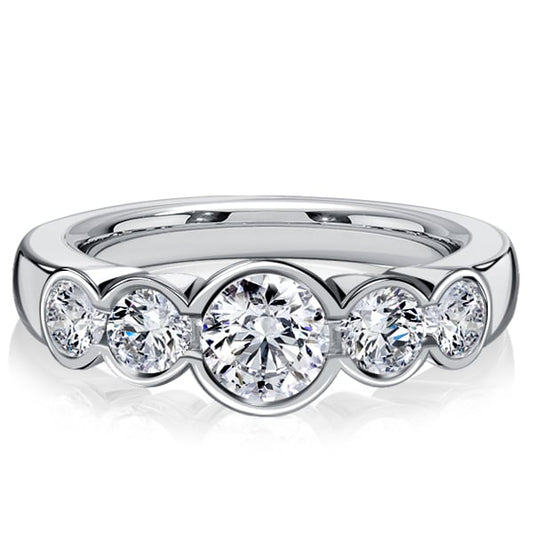 Italo Bezel Set Five Stone Engagement Ring Promise Ring