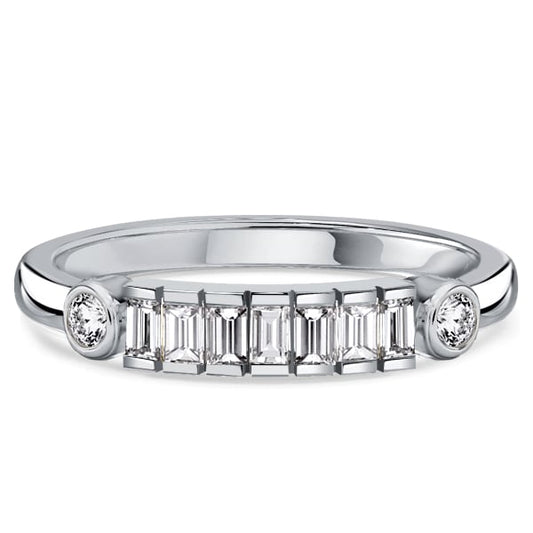 Italo Half-Bezel Baguette Half Eternity Band Travel Wedding Rings