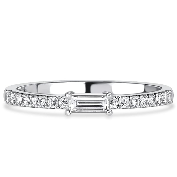 Italo East West White Sapphire Baguette Cut Half Eternity Band