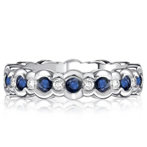 Italo Channel Set White & Blue Sapphire Eternity Band For Women