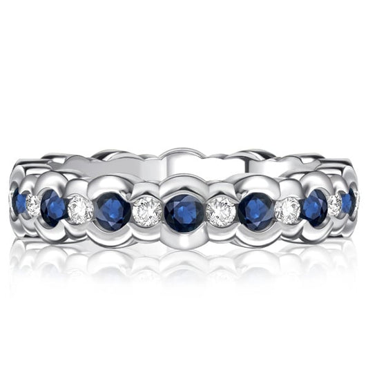 Italo Channel Set White & Blue Sapphire Eternity Band For Women